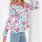 Chancie Pink Floral Print Lace Detail Button-up Long Sleeve Shirt