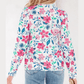 Chancie Pink Floral Print Lace Detail Button-up Long Sleeve Shirt