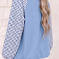 Hollie Mae Light Blue Plaid Sleeve Colorblock Raglan Pullover Sweatshirt