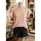 SALE!!!  Laverne Light Pink Twilled Print Lace Trim Ruffled Short Sleeve Blouse