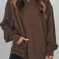 Madisyn Coffee Textured Round Neck Drop Shoulder Pullover Sweatshirt