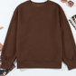 Madisyn Coffee Textured Round Neck Drop Shoulder Pullover Sweatshirt