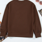 Madisyn Coffee Textured Round Neck Drop Shoulder Pullover Sweatshirt