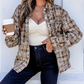 Prinny Brown Retro Plaid Long Sleeve Button Down Shirt