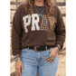 Coffee Floral Buffalo Plaid Striped Embroidered Patch Western Pullover Sweatshirt