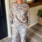 Shannen Camouflage Print Long Sleeve Top Loose 2pcs Pants Set