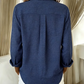 Gladis Navy Blue Micro‑Check Button‑Up Shirt