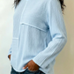 Joyce Textured Blue Panel Blouse