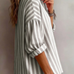 Danni Grey Striped Relaxed Fit Half Button Shirt