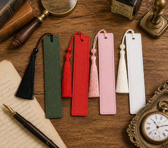 PU Leather Tassel Bookmarks - 4 Colors