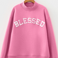 Hot Pink Oversized Blessed Embroidered Mock Neck Sweatshirt