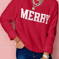 Racing Red MERRY Letter Pattern Christmas Raglan Sleeve Sweater