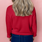 Racing Red MERRY Letter Pattern Christmas Raglan Sleeve Sweater