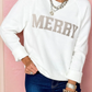 White MERRY Letter Pattern Christmas Raglan Sleeve Sweater
