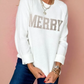 White MERRY Letter Pattern Christmas Raglan Sleeve Sweater