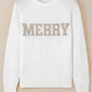 White MERRY Letter Pattern Christmas Raglan Sleeve Sweater