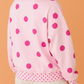 Margaret Pink Polka Dot Print Contrast Detail Oversized Tunic Sweatshirt