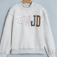 Grey WWJD Mixed Pattern Embroidered Patch Graphic Mock Neck Sweatshirt