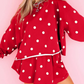 Aggy Red Polka Dot Raw Hem Relaxed Pullover Loose Skort Two Piece Set