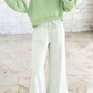 Sharie Green Polka Dot Patchwork Colorblock Long Sleeve Casual Two Piece Pants Set