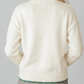 Racing Cream Stitched Detail Christmas Tree Holiday Casual Sweater
