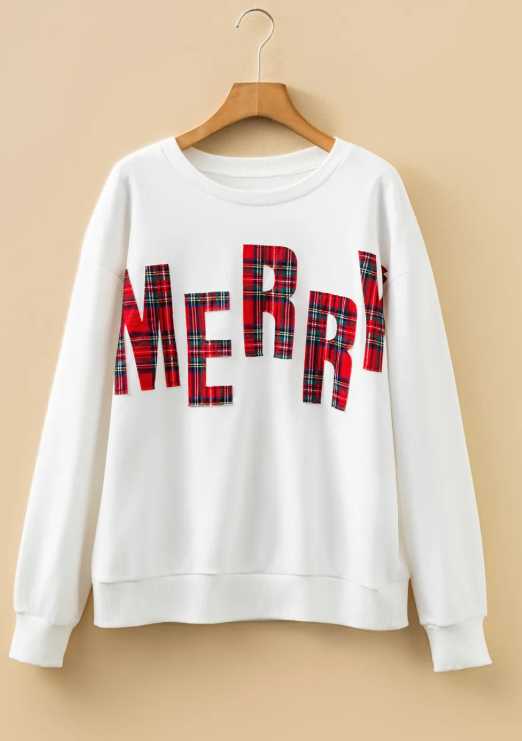 White Plaid MERRY Christmas Vacation Sweatshirt