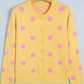 Allie Yellow Polka Dot Button Front Long Sleeve Sweater Cardigan