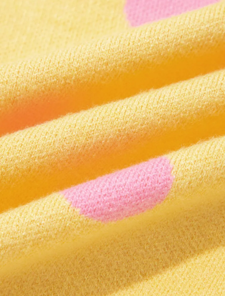 Allie Yellow Polka Dot Button Front Long Sleeve Sweater Cardigan
