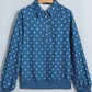 Lunette Blue Polka Dot Print Metal Button Collar Casual Pullover Sweatshirt