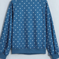 Lunette Blue Polka Dot Print Metal Button Collar Casual Pullover Sweatshirt