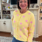 Allie Yellow Polka Dot Button Front Long Sleeve Sweater Cardigan
