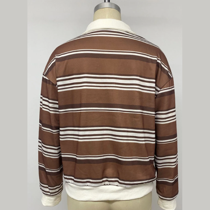 Dasha Timeless Brown‑Stripe Polo