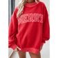Merry Polka Dot Letter Print Contrast Trim Mock Neck Sweatshirt