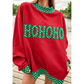 Ho Ho Ho Polka Dot Letter Print Contrast Trim Mock Neck Sweatshirt