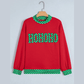 Ho Ho Ho Polka Dot Letter Print Contrast Trim Mock Neck Sweatshirt