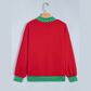 Ho Ho Ho Polka Dot Letter Print Contrast Trim Mock Neck Sweatshirt