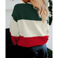 Green Sequined HOLLY JOLLY Color Block Crew Neck Sweater