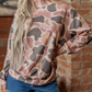 Adara Brown Camouflage Western Style Pullover Sweatshirt