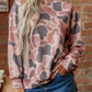 Adara Brown Camouflage Western Style Pullover Sweatshirt
