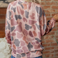 Adara Brown Camouflage Western Style Pullover Sweatshirt