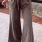 Velma Brown Mineral Wash Seam Detail Flare Leg Drawstring Pants