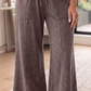 Velma Brown Mineral Wash Seam Detail Flare Leg Drawstring Pants