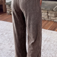 Velma Brown Mineral Wash Seam Detail Flare Leg Drawstring Pants
