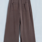 Velma Brown Mineral Wash Seam Detail Flare Leg Drawstring Pants