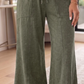 Velma Green Mineral Wash Seam Detail Flare Leg Drawstring Pants