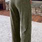 Velma Green Mineral Wash Seam Detail Flare Leg Drawstring Pants