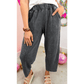 Bey Grey Mineral Wash Seam Detail Elastic Waist Barrel Pants