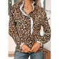 Dior Brown Wild Leopard Print Contrast Striped Frilled Trim Chic Shirt