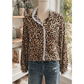 Dior Brown Wild Leopard Print Contrast Striped Frilled Trim Chic Shirt