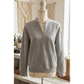 Ebba Grey Trendy Textured Half Zip Loose Sweatshirt